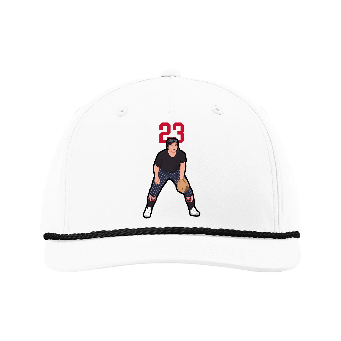 Five-Panel Classic Rope Cap — Number Top in White