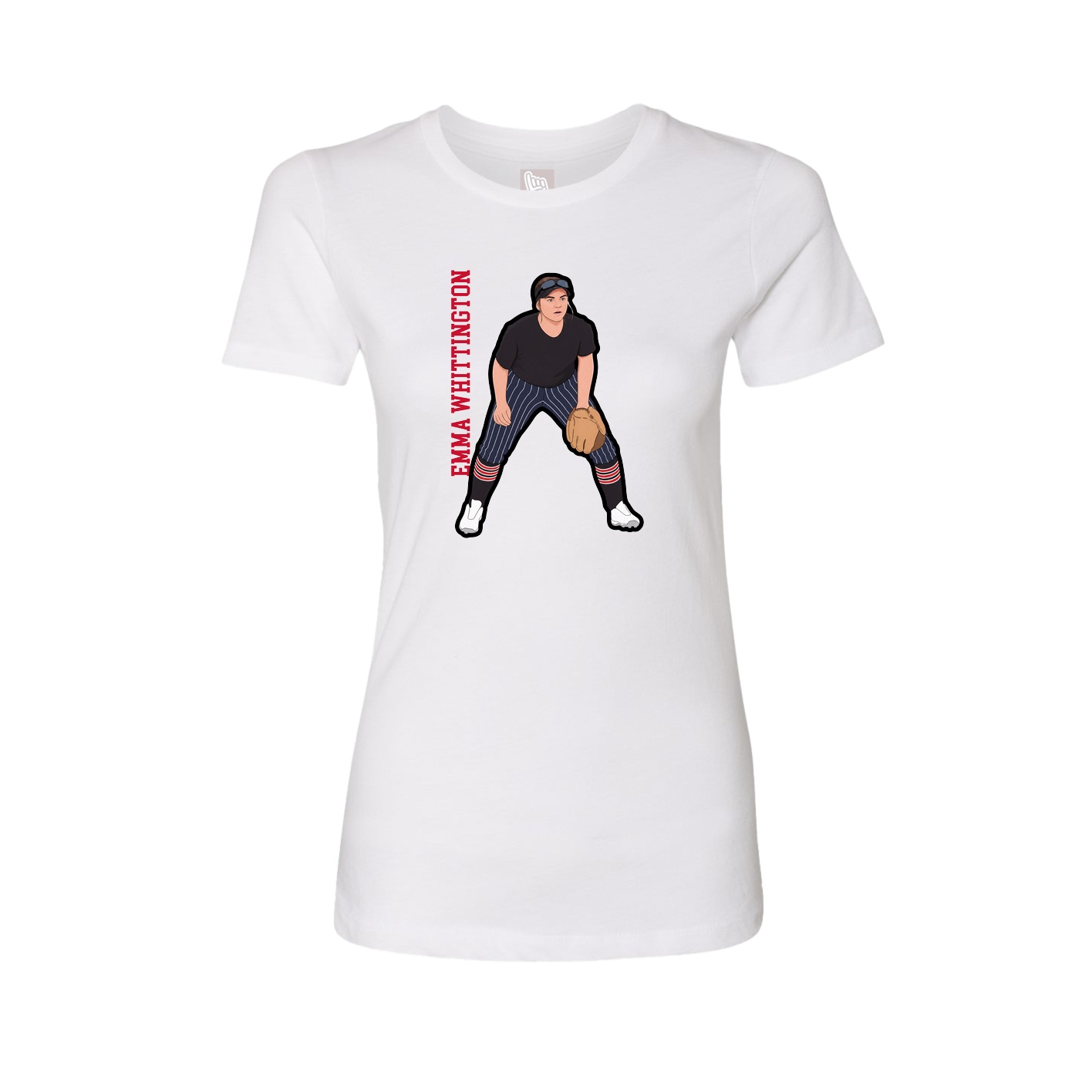 Fitted Women's Tee — Name Vertical in White