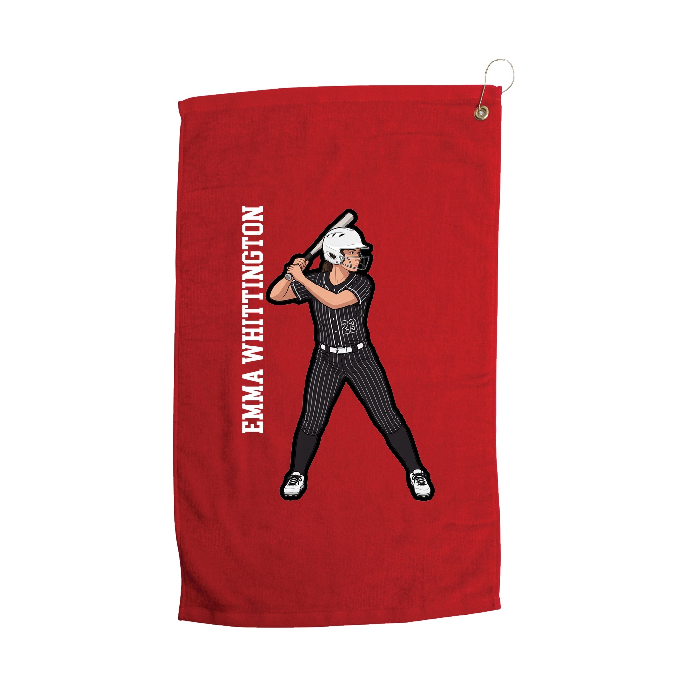 Golf Towel — Name Vertical in Red