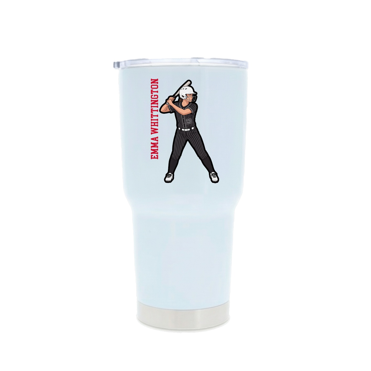 30oz Stainless Steel Tumbler — Name Vertical in White