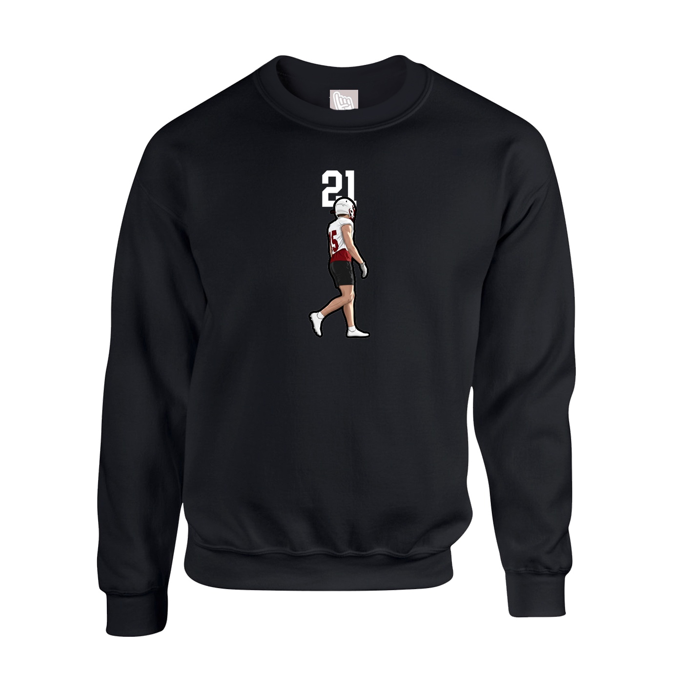 Fleece Crew — Number Top in Black