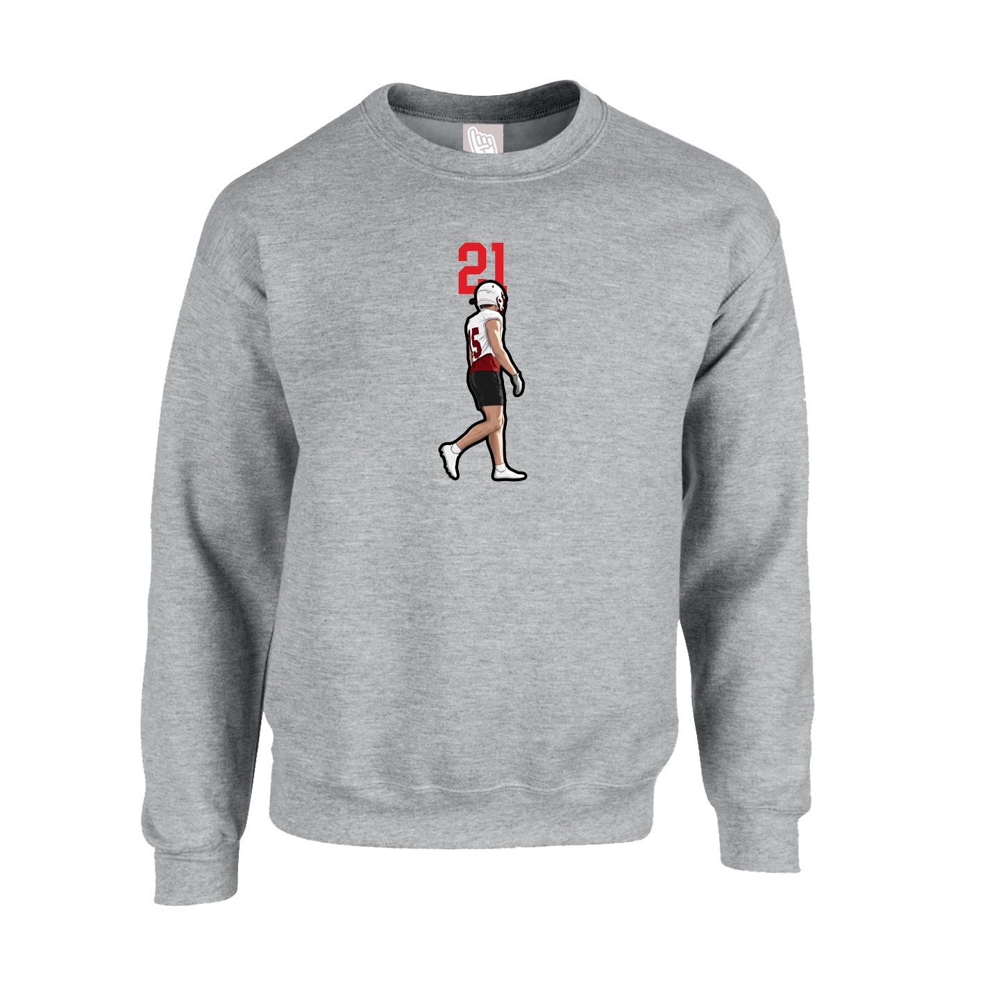 Fleece Crew — Number Top in Grey