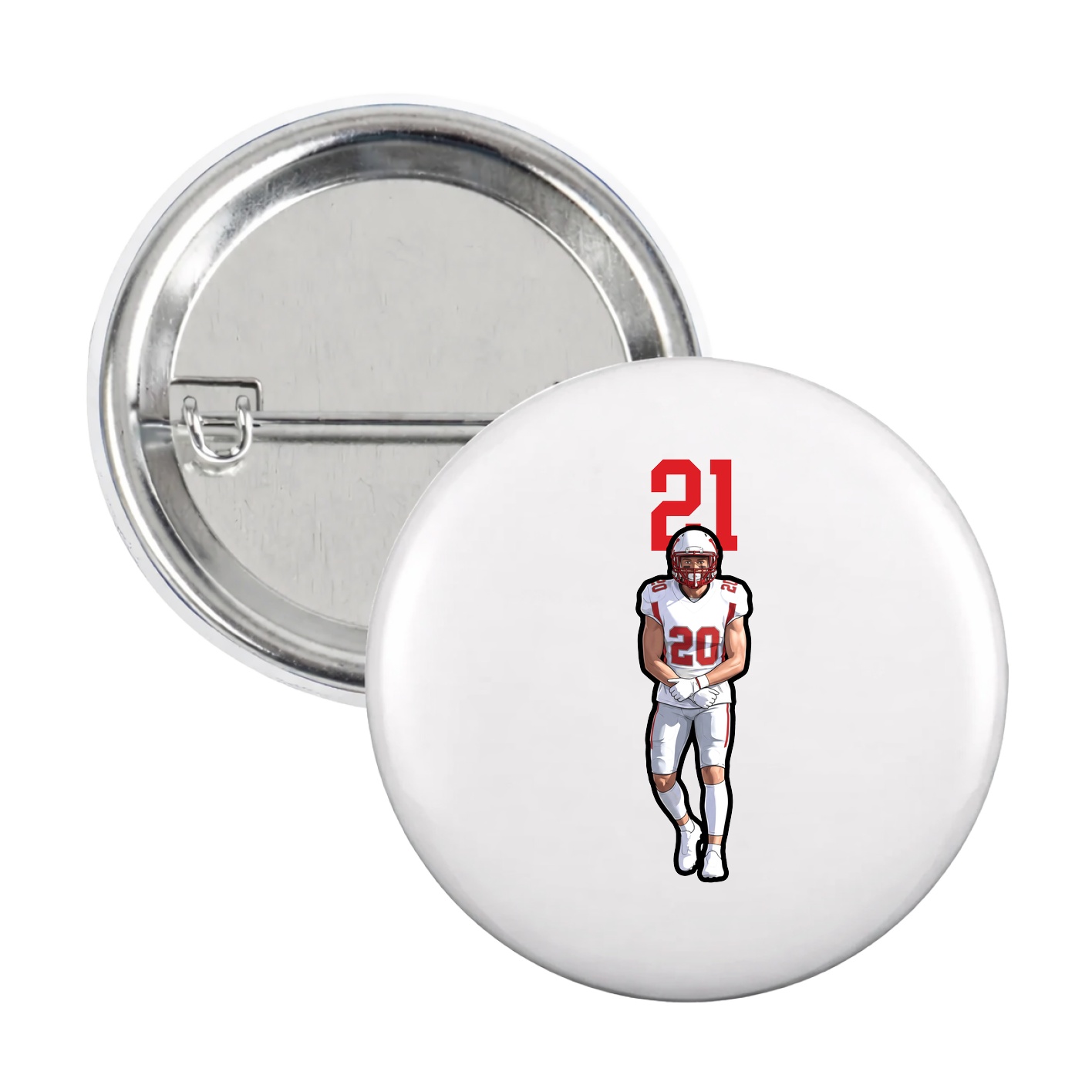 Game Day Button — Number Top in White