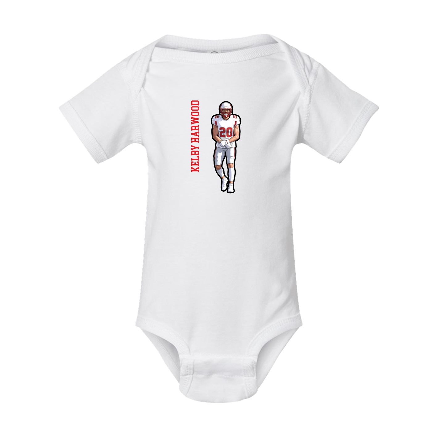 Baby Onesie — Name Vertical in White