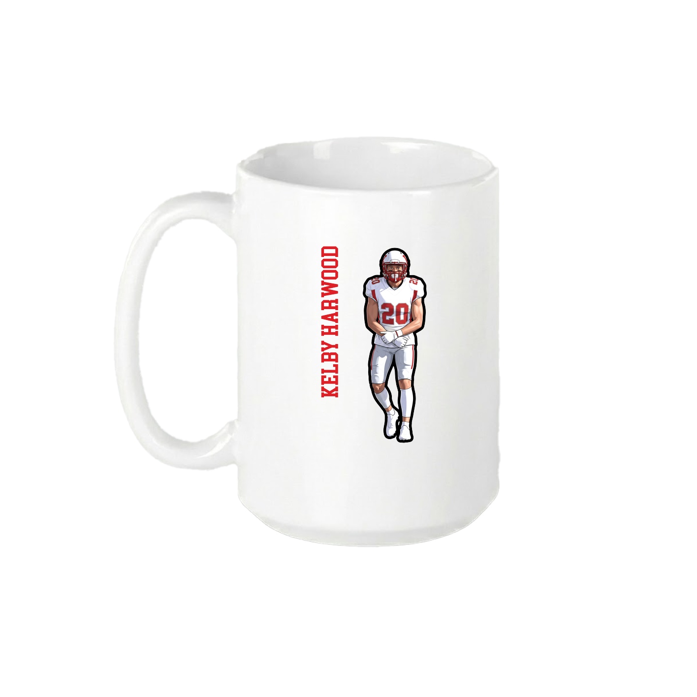 15oz Coffee Mug — Name Vertical in White