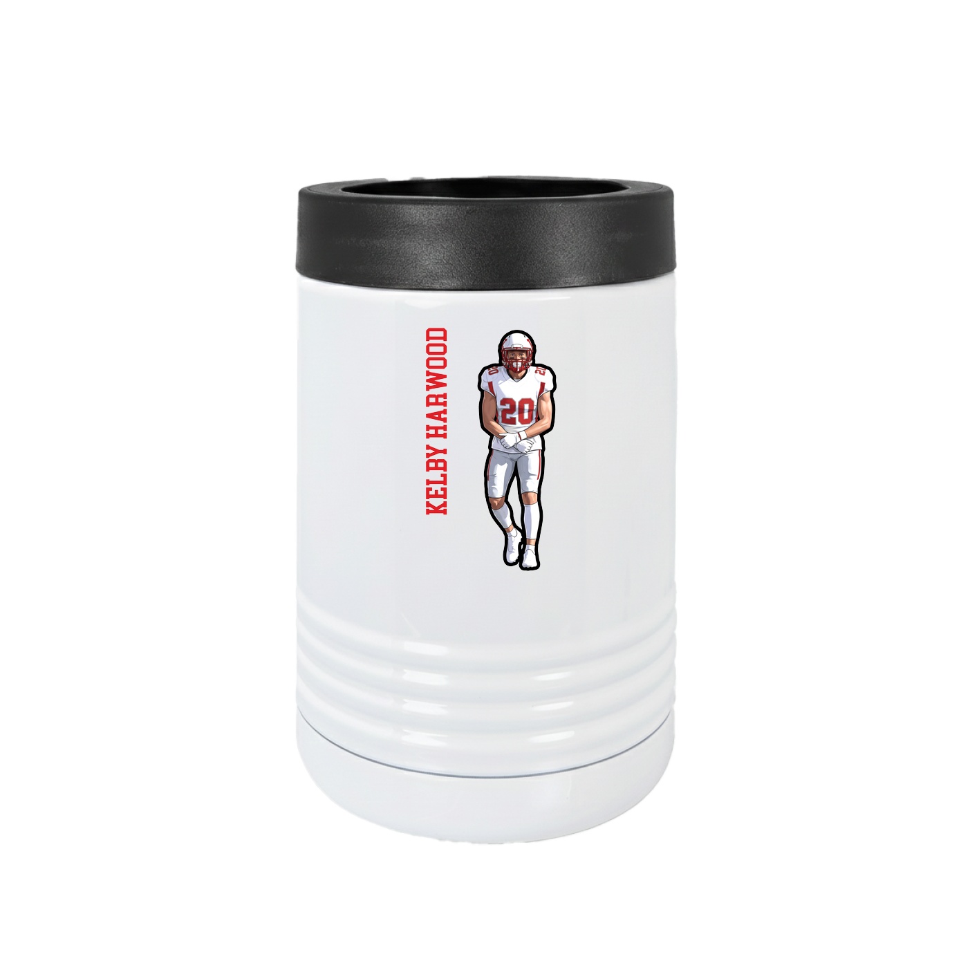 Beverage Holder — Name Vertical in White