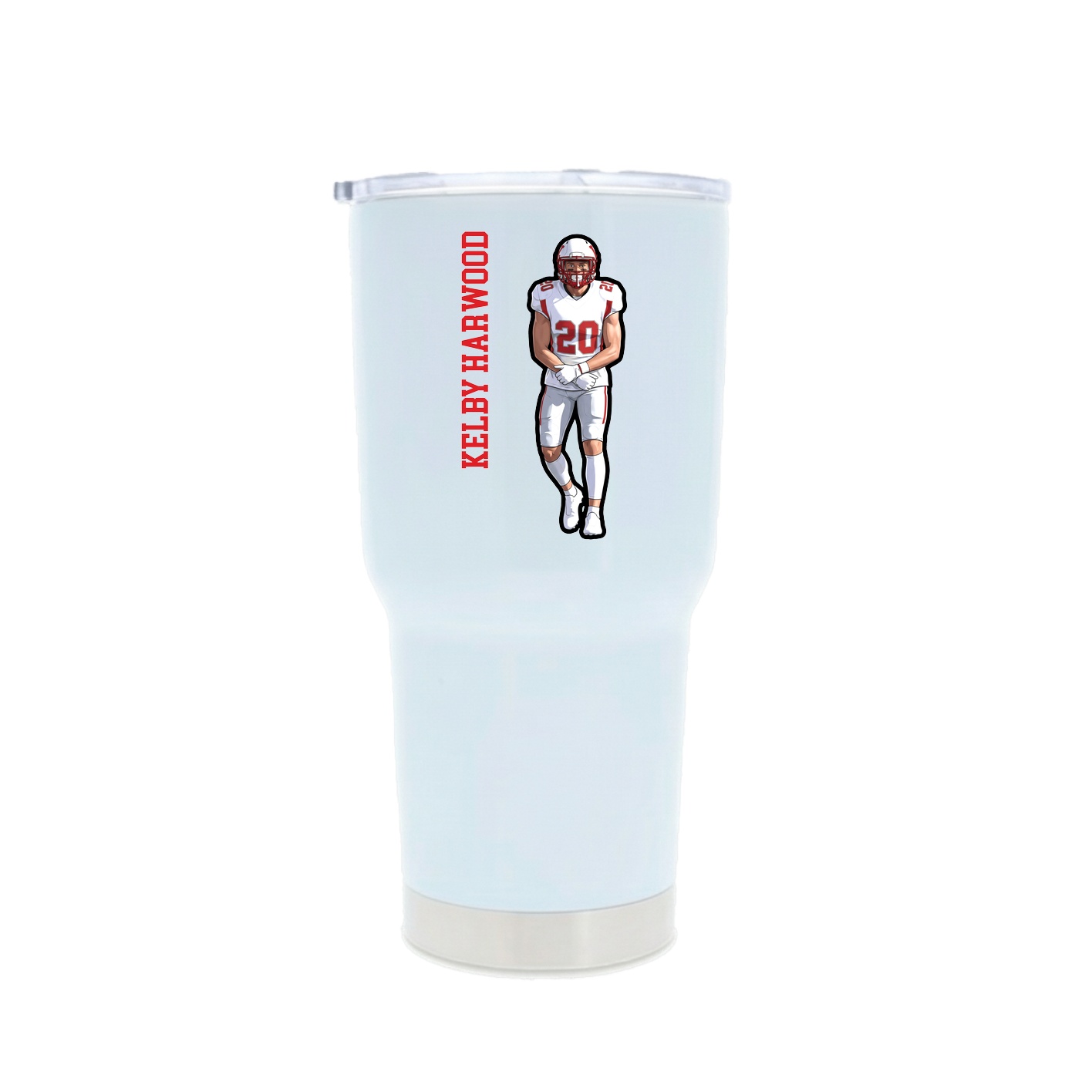 30oz Stainless Steel Tumbler — Name Vertical in White