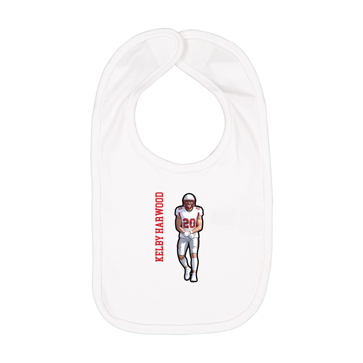 Infant Bib — Name Vertical in White
