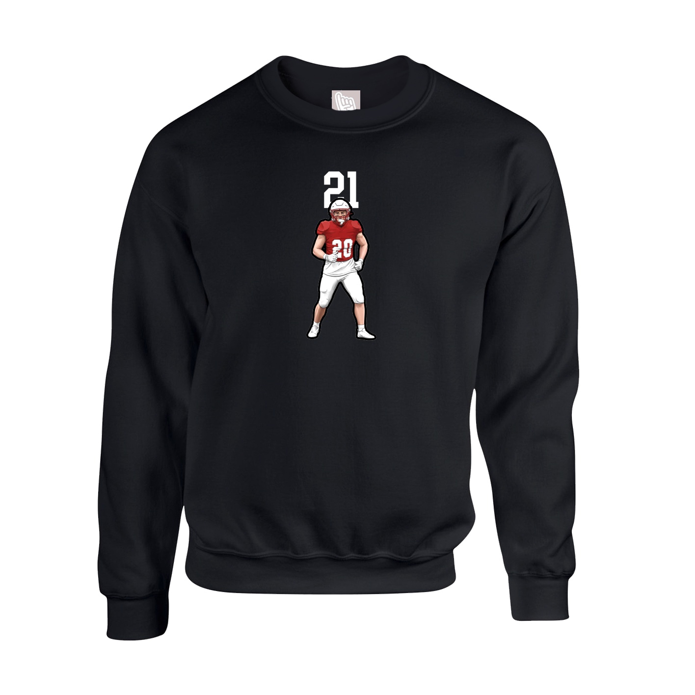 Fleece Crew — Number Top in Black