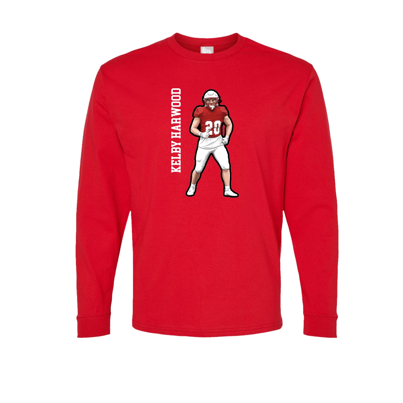 Long Sleeve Tee — Name Vertical in Red