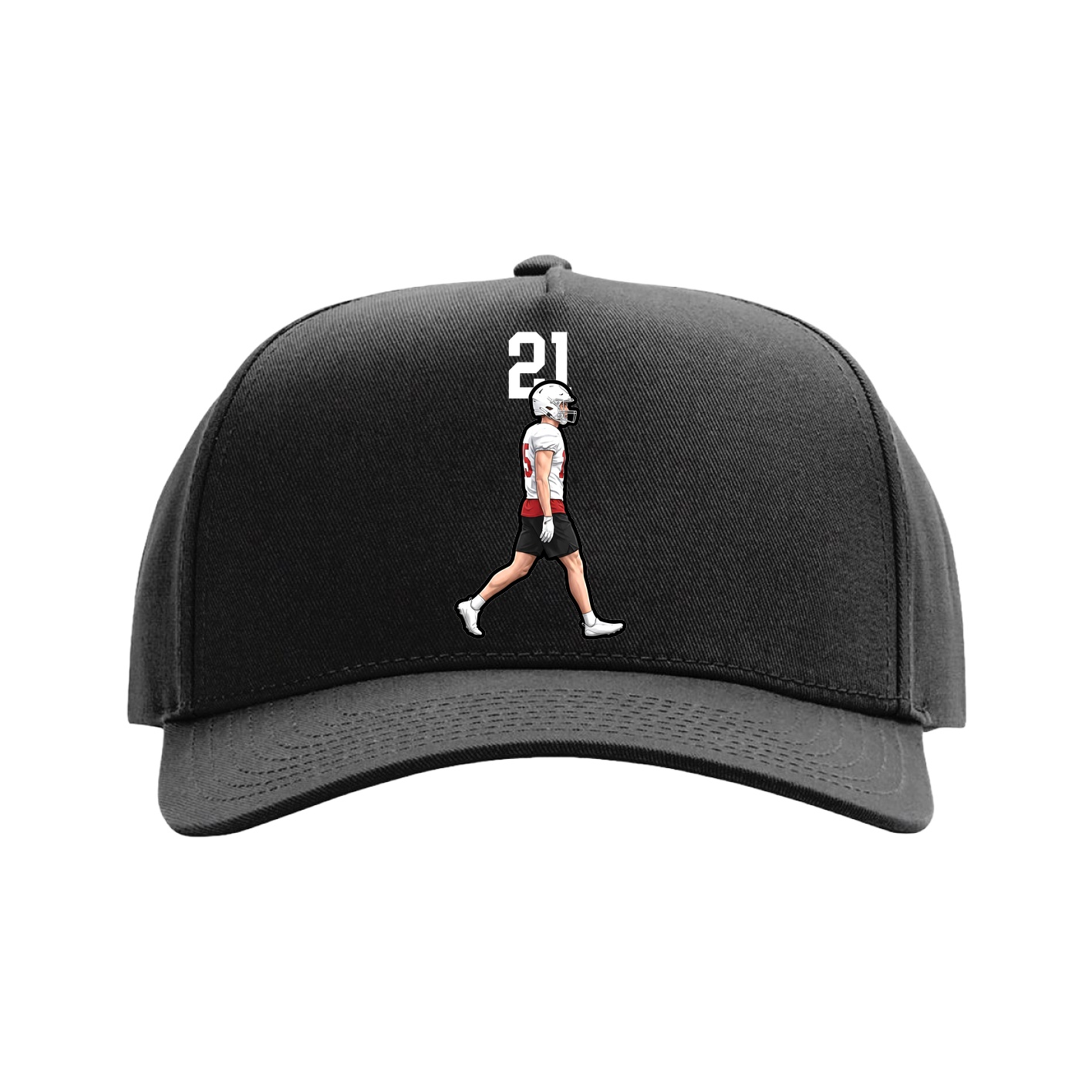 Full Fabric Five-Panel Champ Cap — Number Top in Black