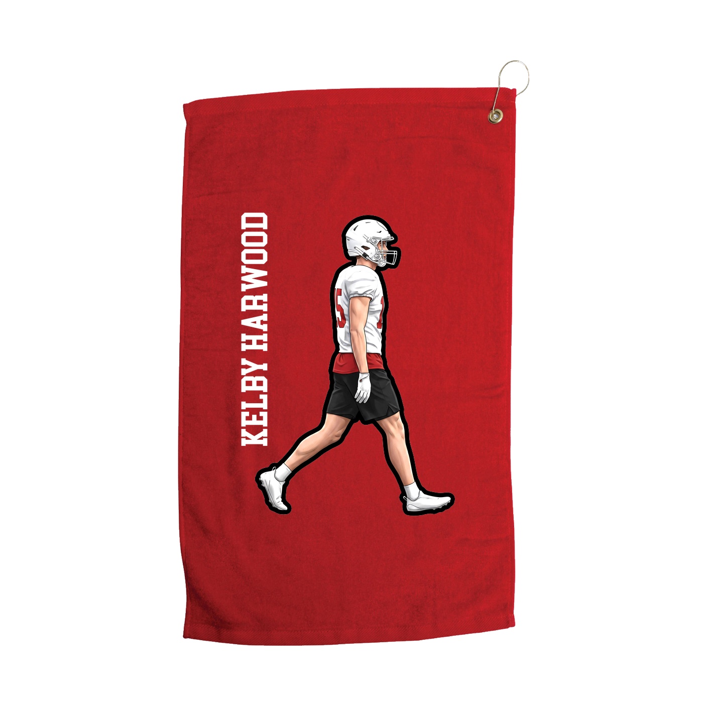 Golf Towel — Name Vertical in Red