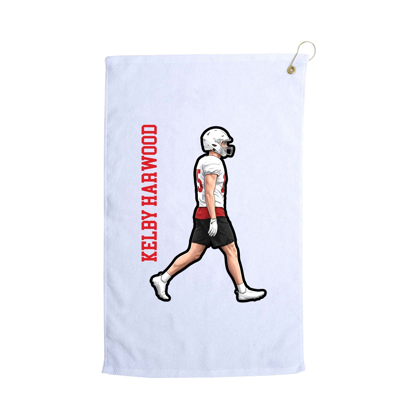 Golf Towel — Name Vertical in White