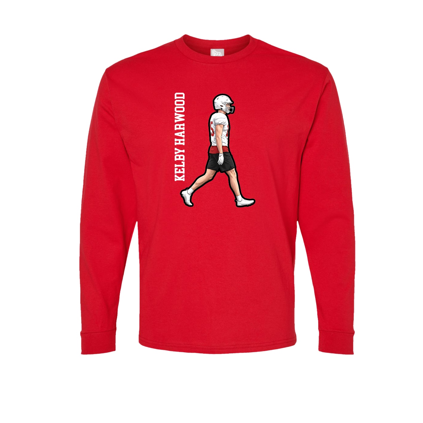 Long Sleeve Tee — Name Vertical in Red