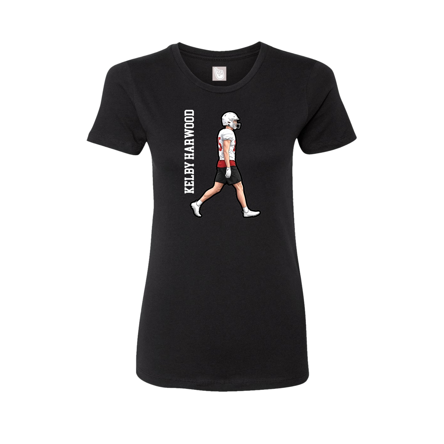 Womens Tee — Name Vertical in Black