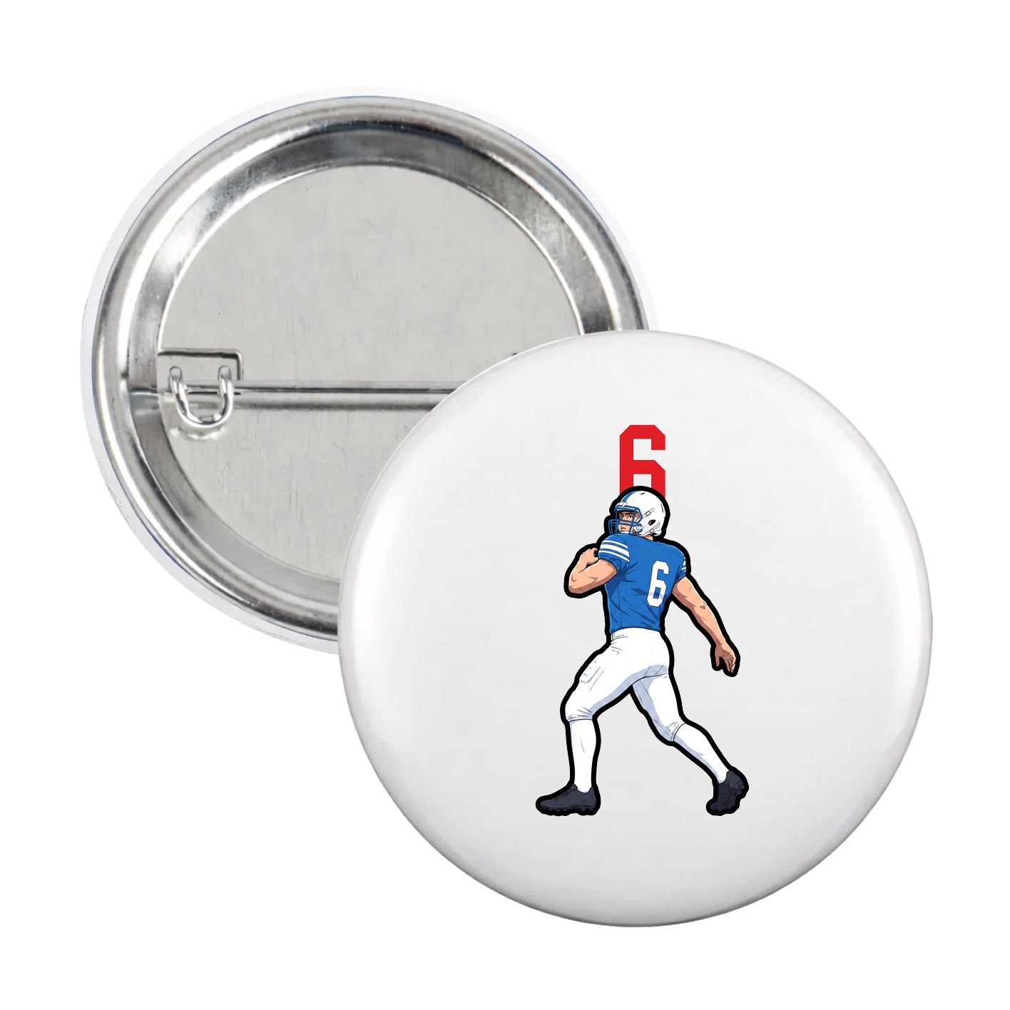 Game Day Button — Number Top in White