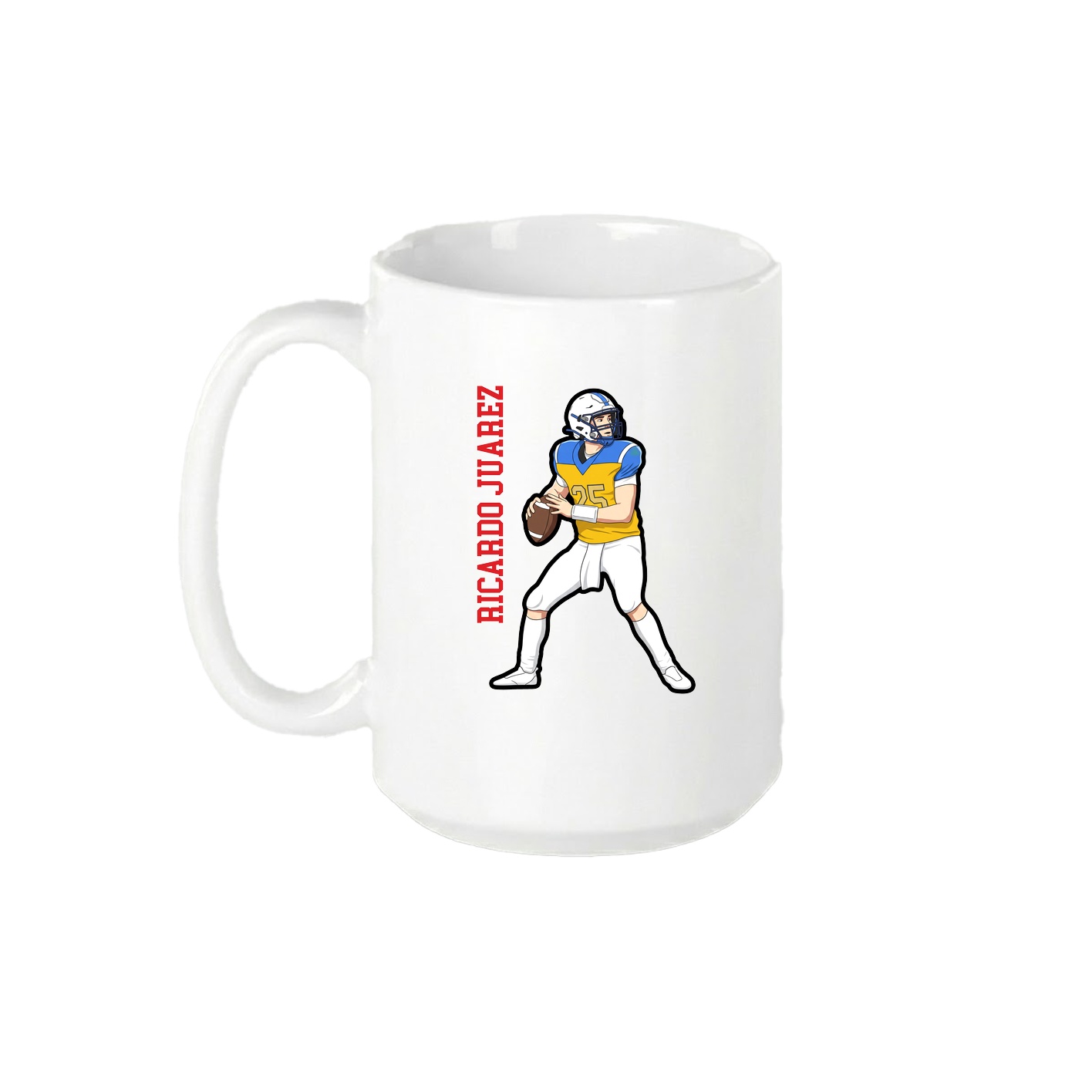 15oz Coffee Mug — Name Vertical in White