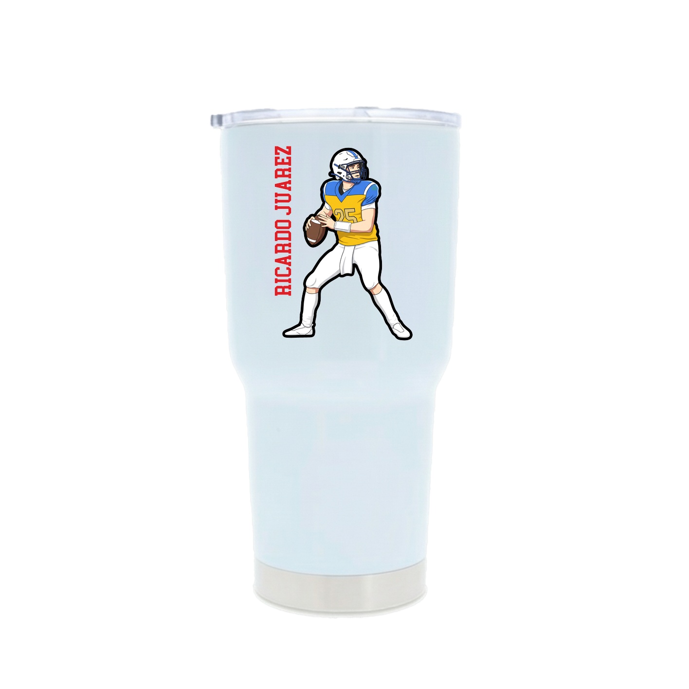 30oz Stainless Steel Tumbler — Name Vertical in White