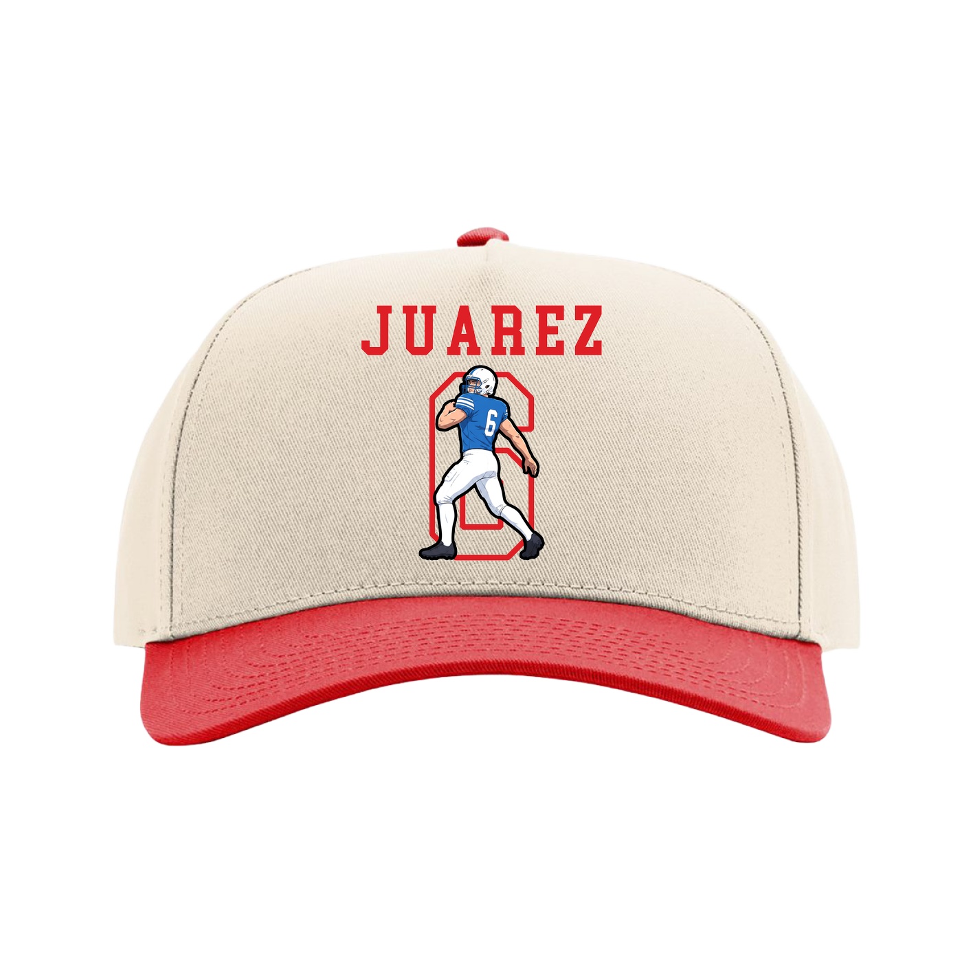 Full Fabric Five-Panel Champ Cap — Shirsey in Cream/Red