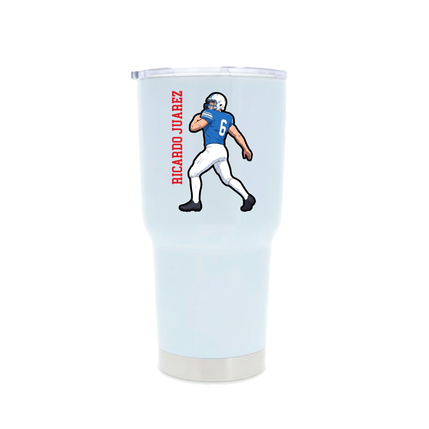 30oz Stainless Steel Tumbler — Name Vertical in White