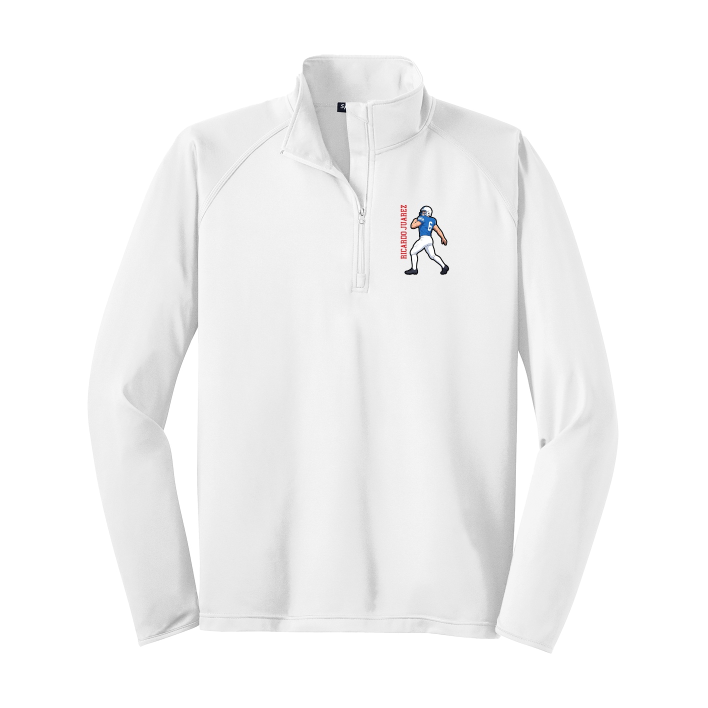 Q-Zip Pullover — Name Vertical in White