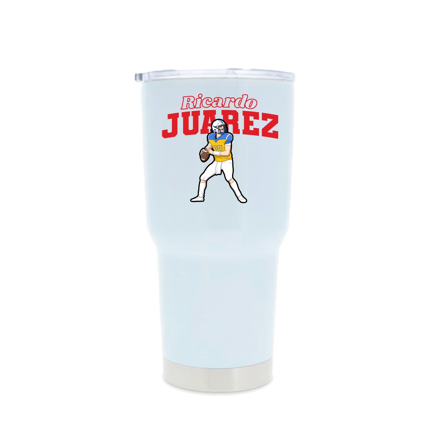 30oz Stainless Steel Tumbler — Name Arch in White