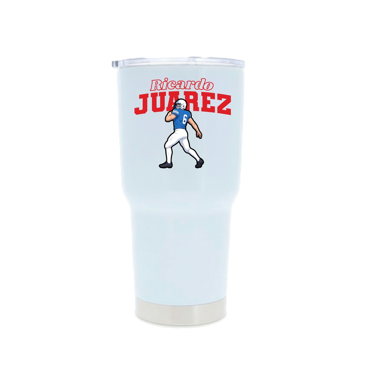 30oz Stainless Steel Tumbler — Name Arch in White