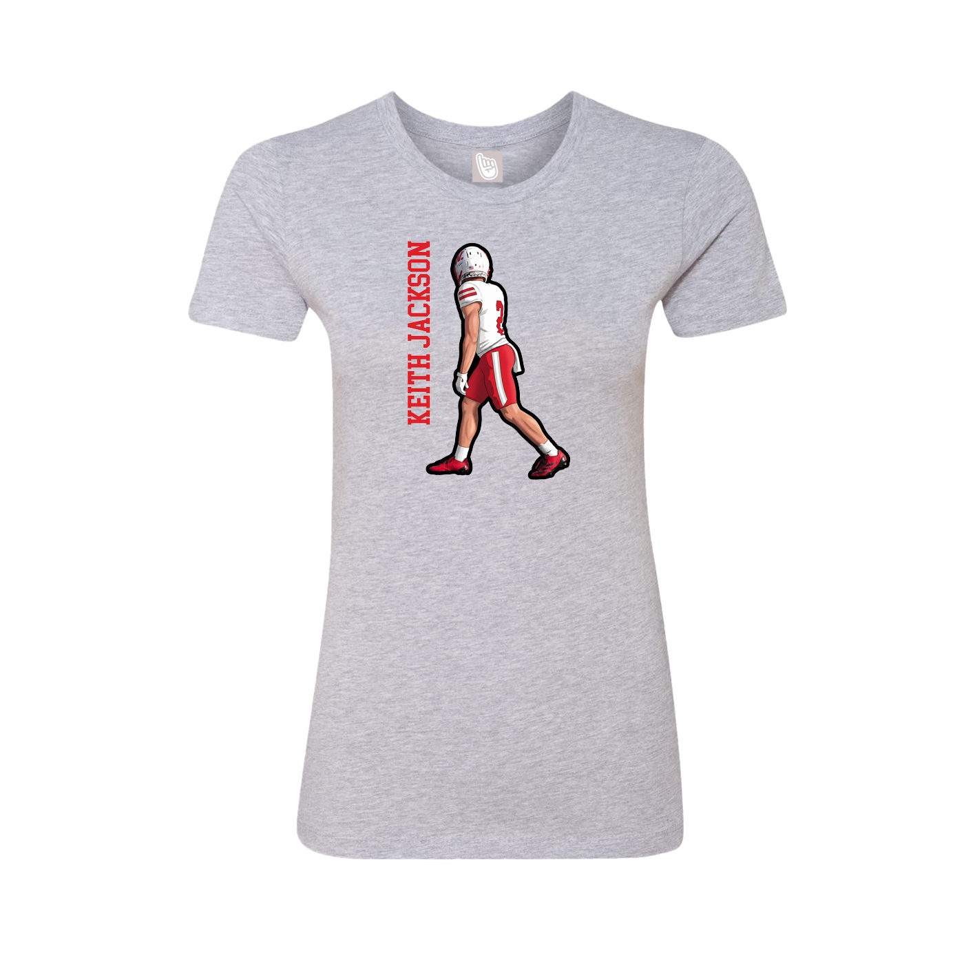Fitted Women's Tee — Name Vertical in Grey