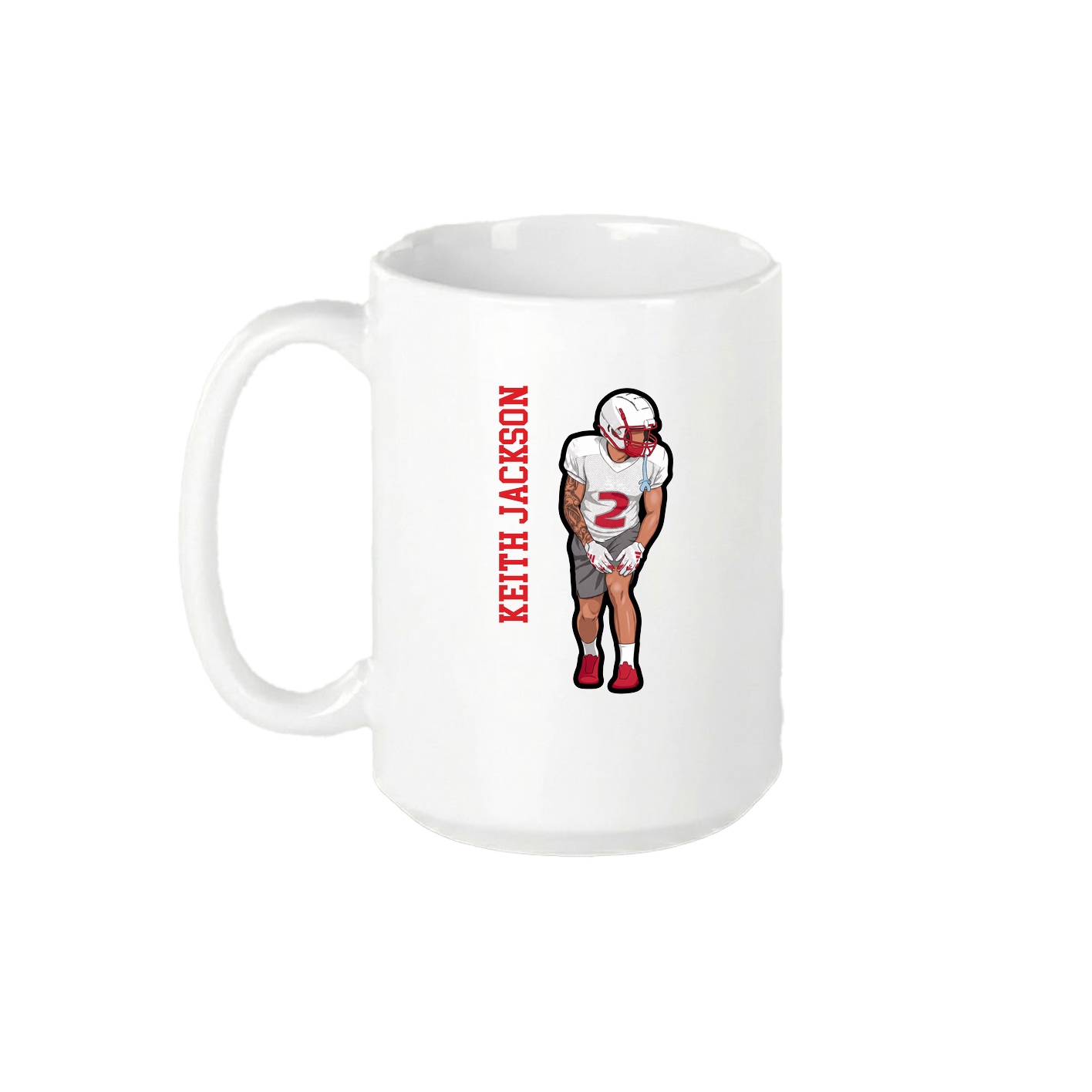 15oz Coffee Mug — Name Vertical in White