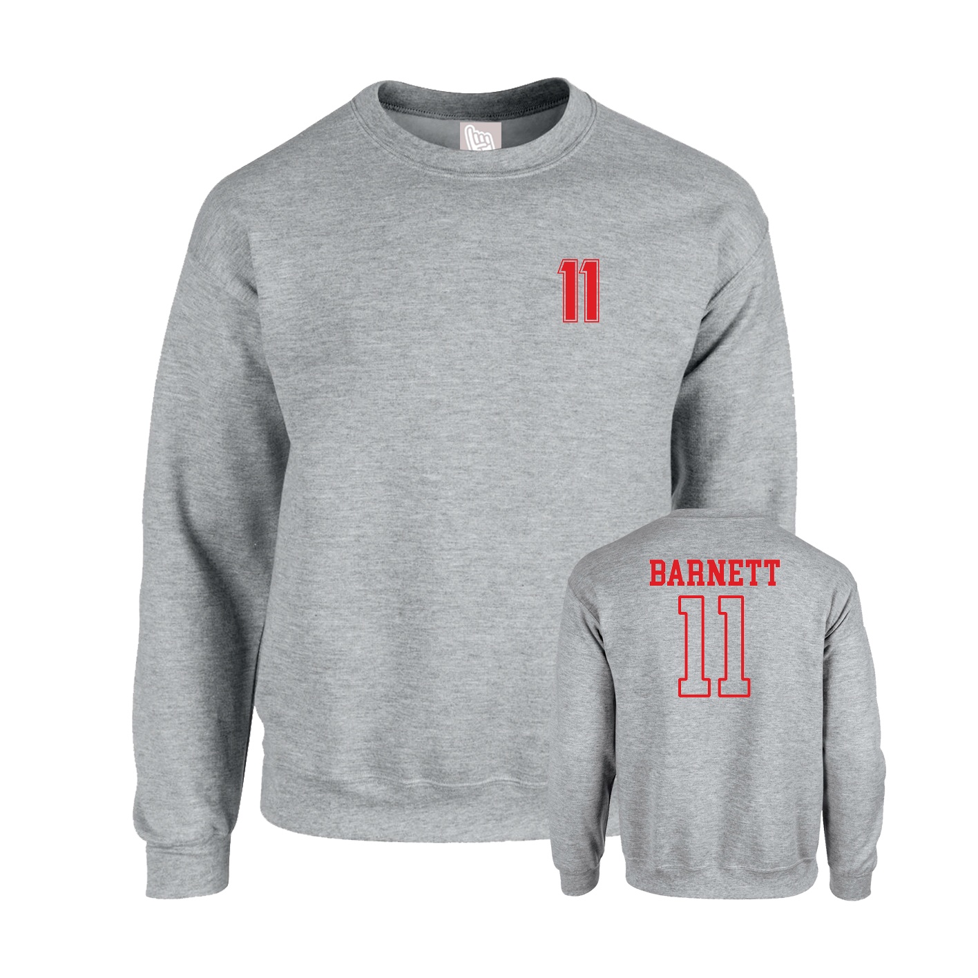Fleece Crew — Chest Back in Grey
