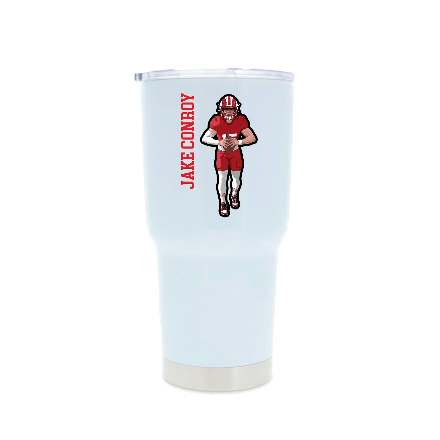 30oz Stainless Steel Tumbler — Name Vertical in White
