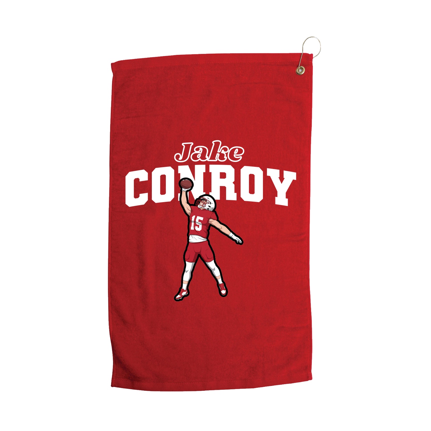 Golf Towel — Name Arch in Red