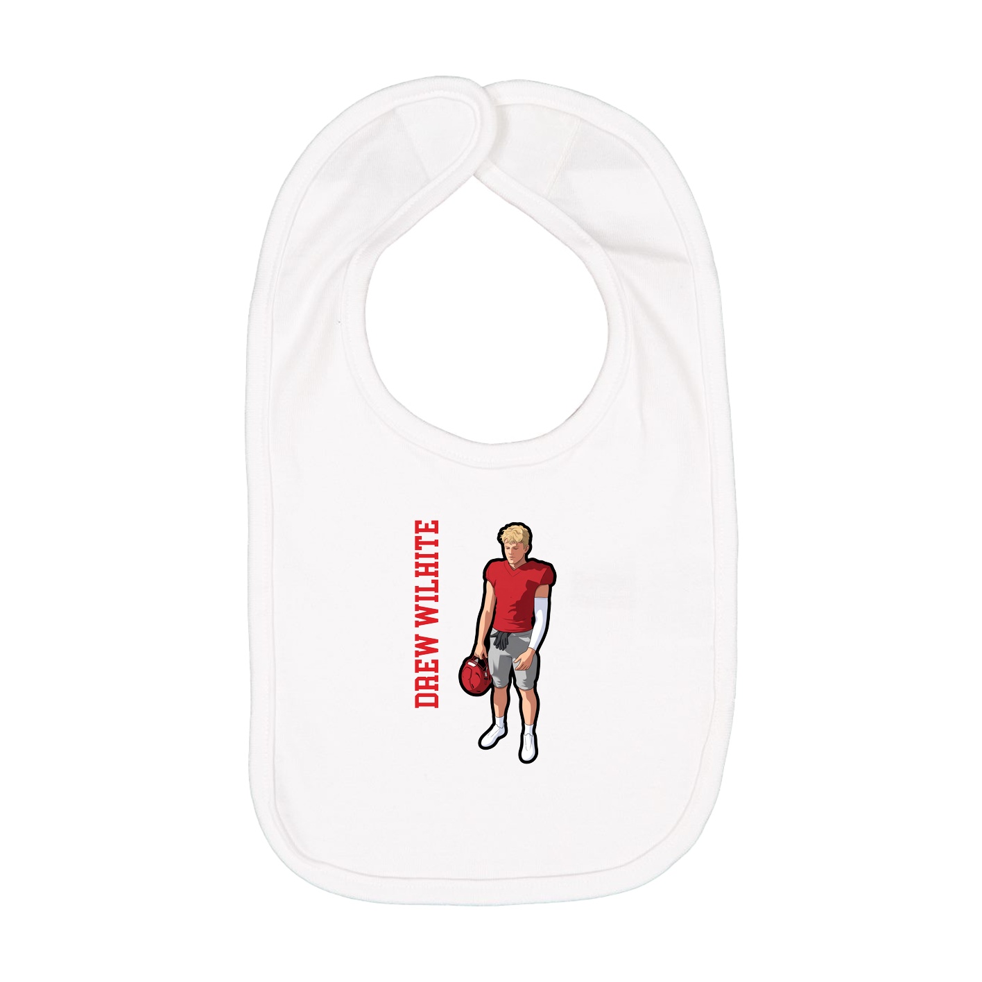 Infant Bib — Name Vertical in White