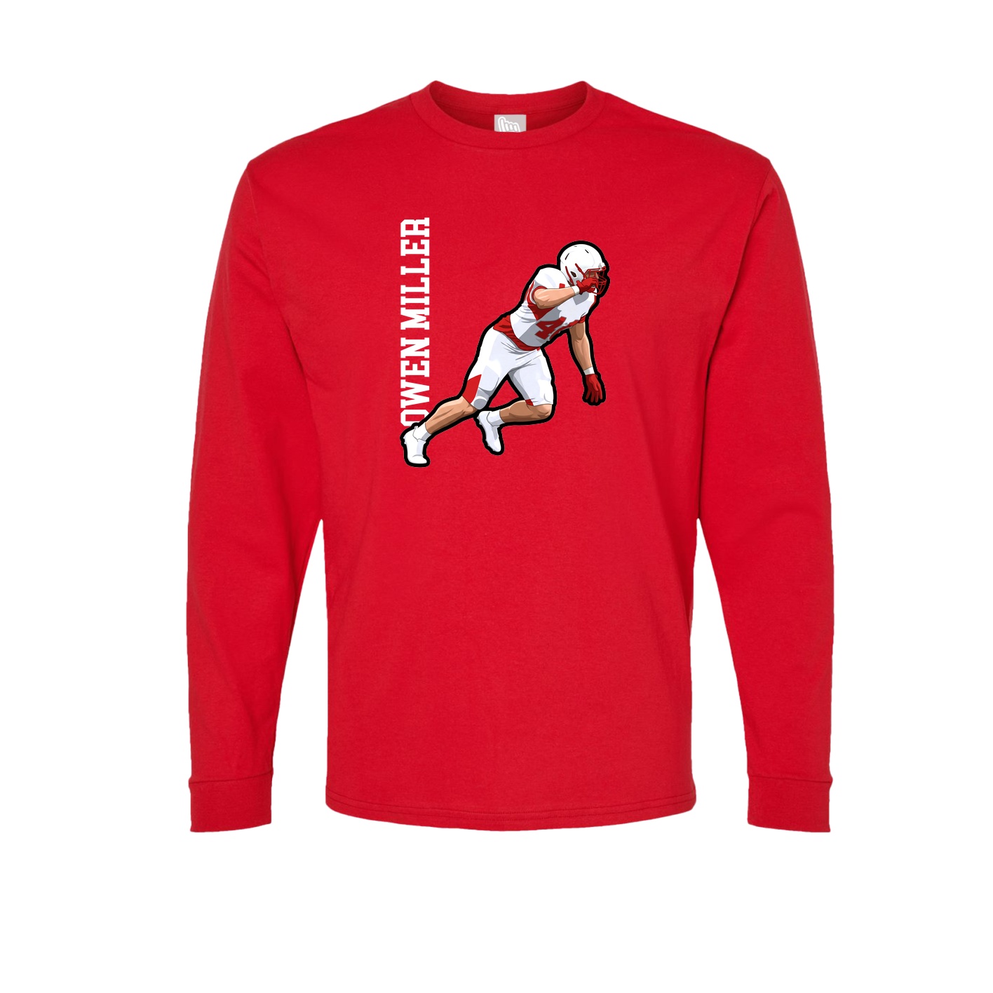 Long Sleeve Tee — Name Vertical in Red