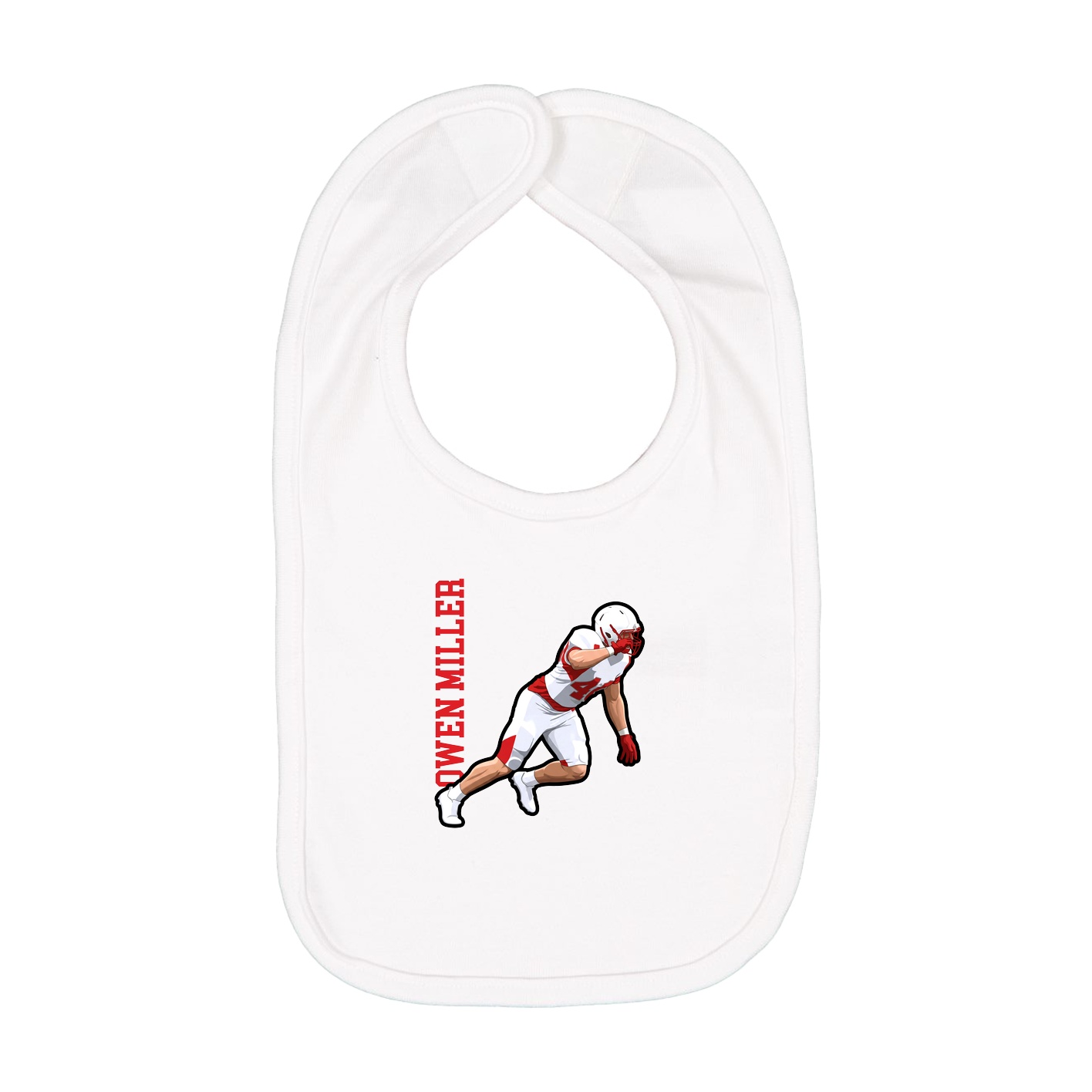 Infant Bib — Name Vertical in White