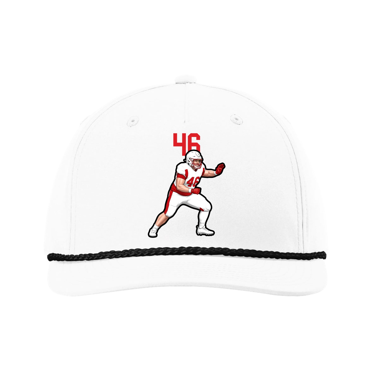Five-Panel Classic Rope Cap — Number Top in White