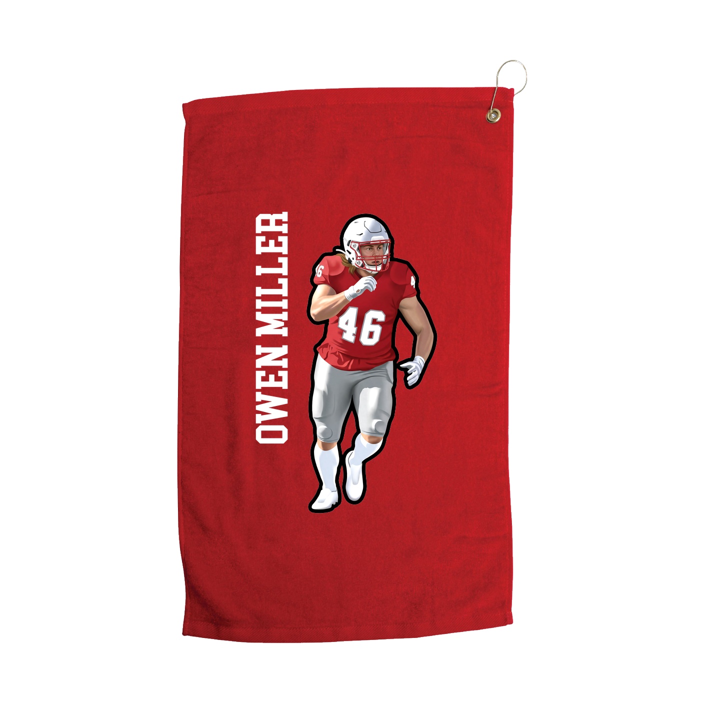 Golf Towel — Name Vertical in Red
