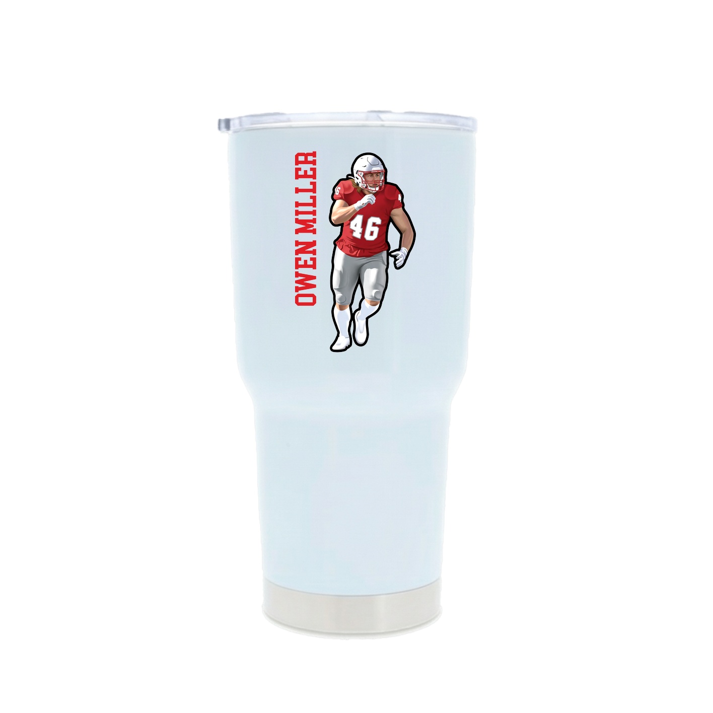 30oz Stainless Steel Tumbler — Name Vertical in White