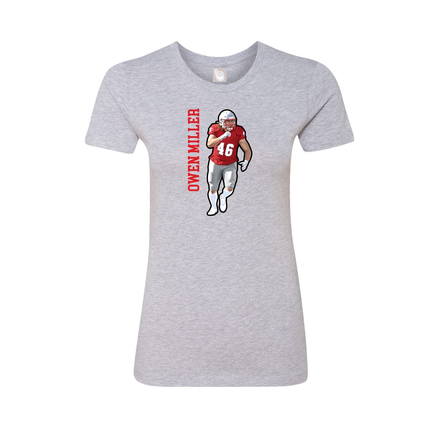 Fitted Women's Tee — Name Vertical in Grey