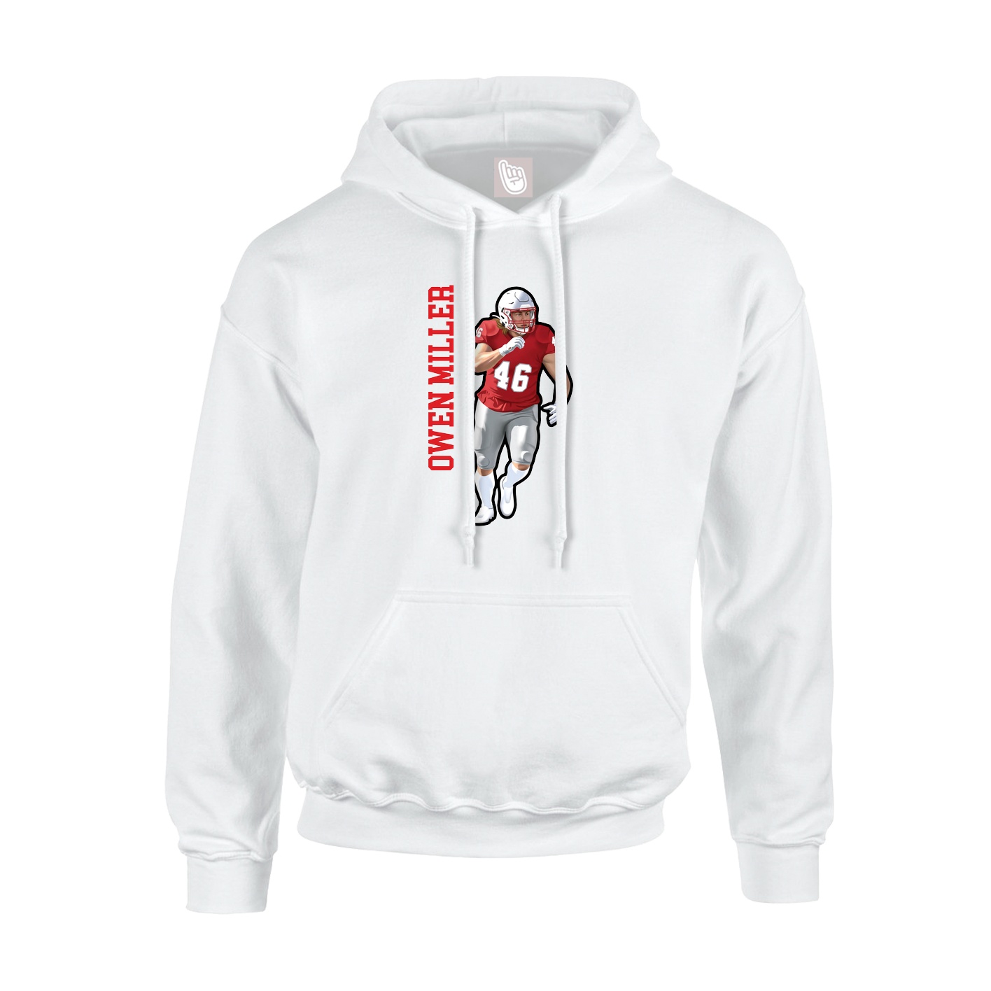 Youth Hoodie — Name Vertical in White