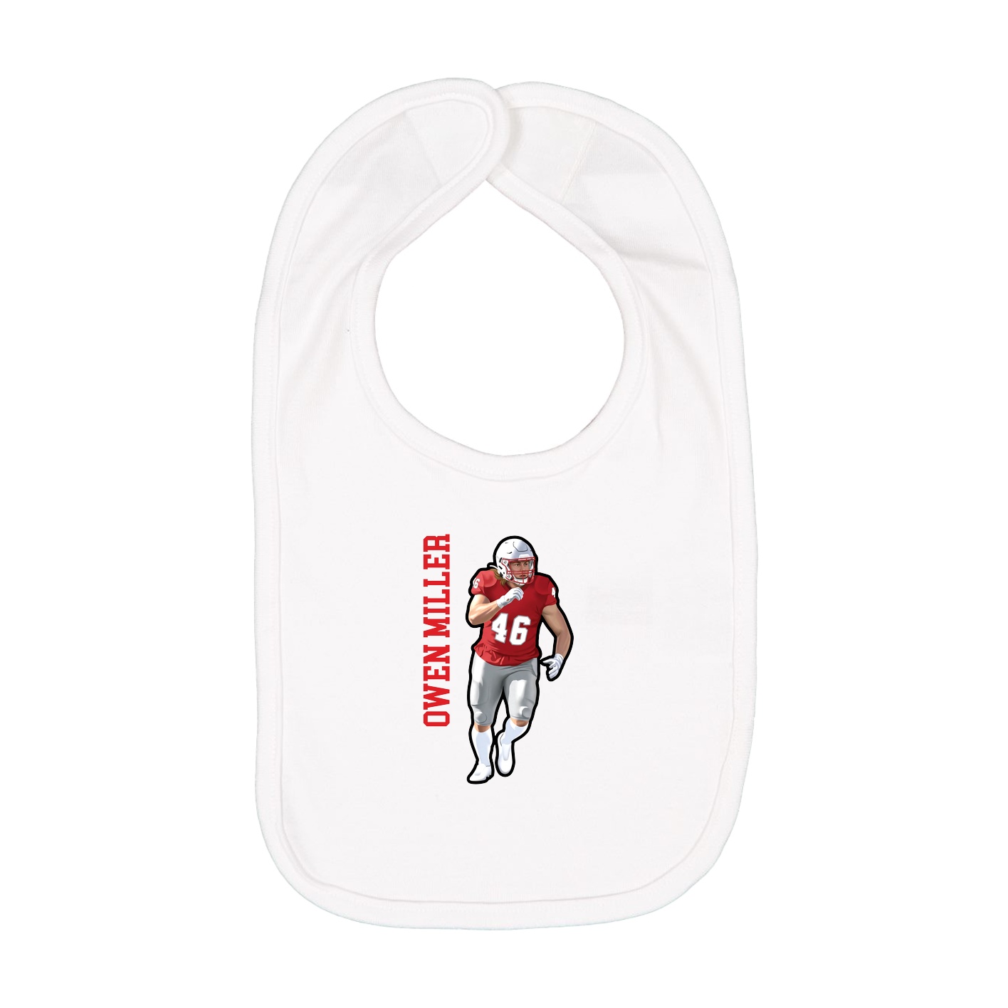 Infant Bib — Name Vertical in White