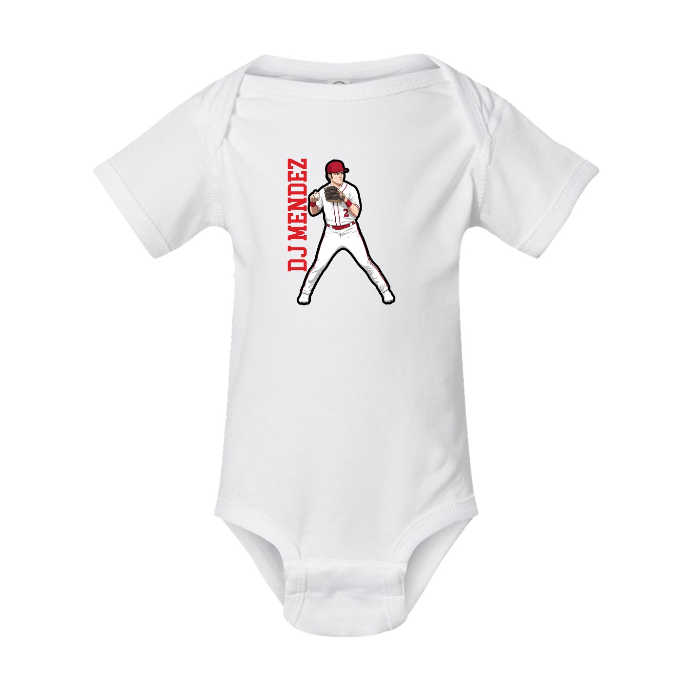 Baby Onesie — Name Vertical in White