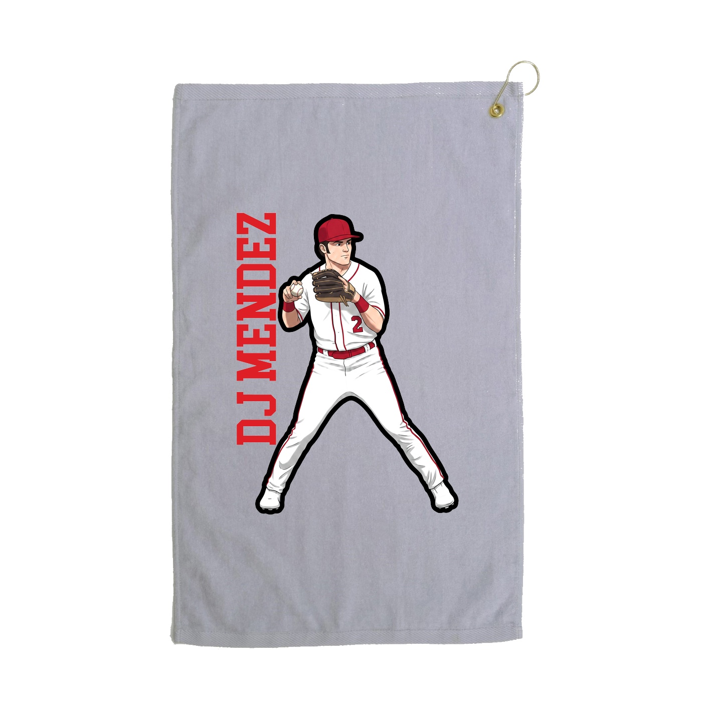 Golf Towel — Name Vertical in Grey