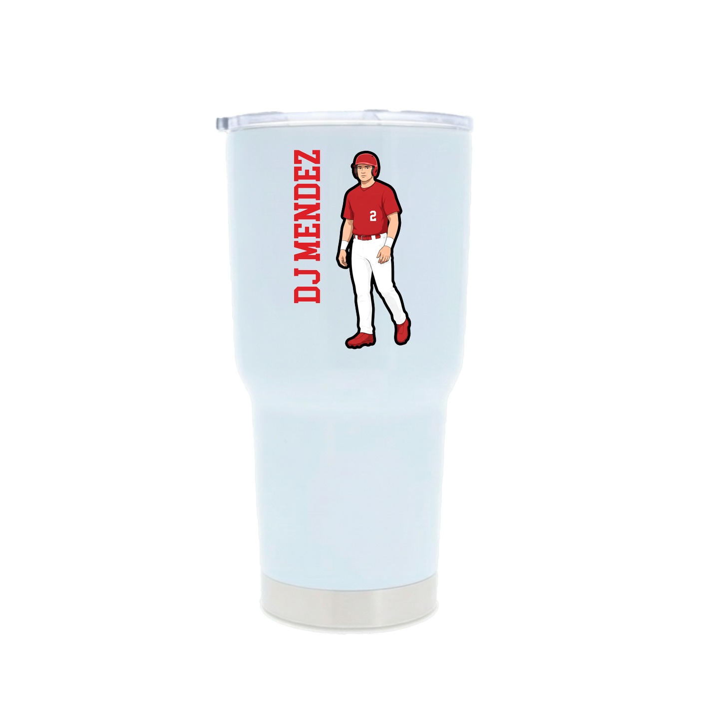 30oz Stainless Steel Tumbler — Name Vertical in White