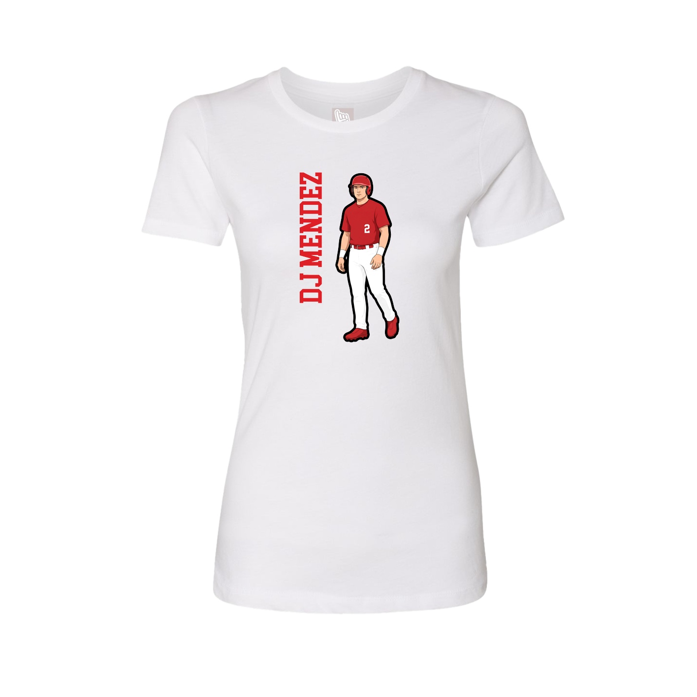 Fitted Women's Tee — Name Vertical in White