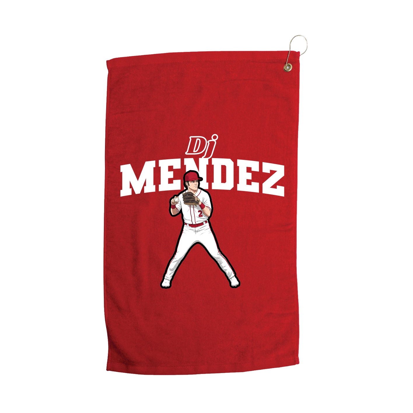 Golf Towel — Name Arch in Red
