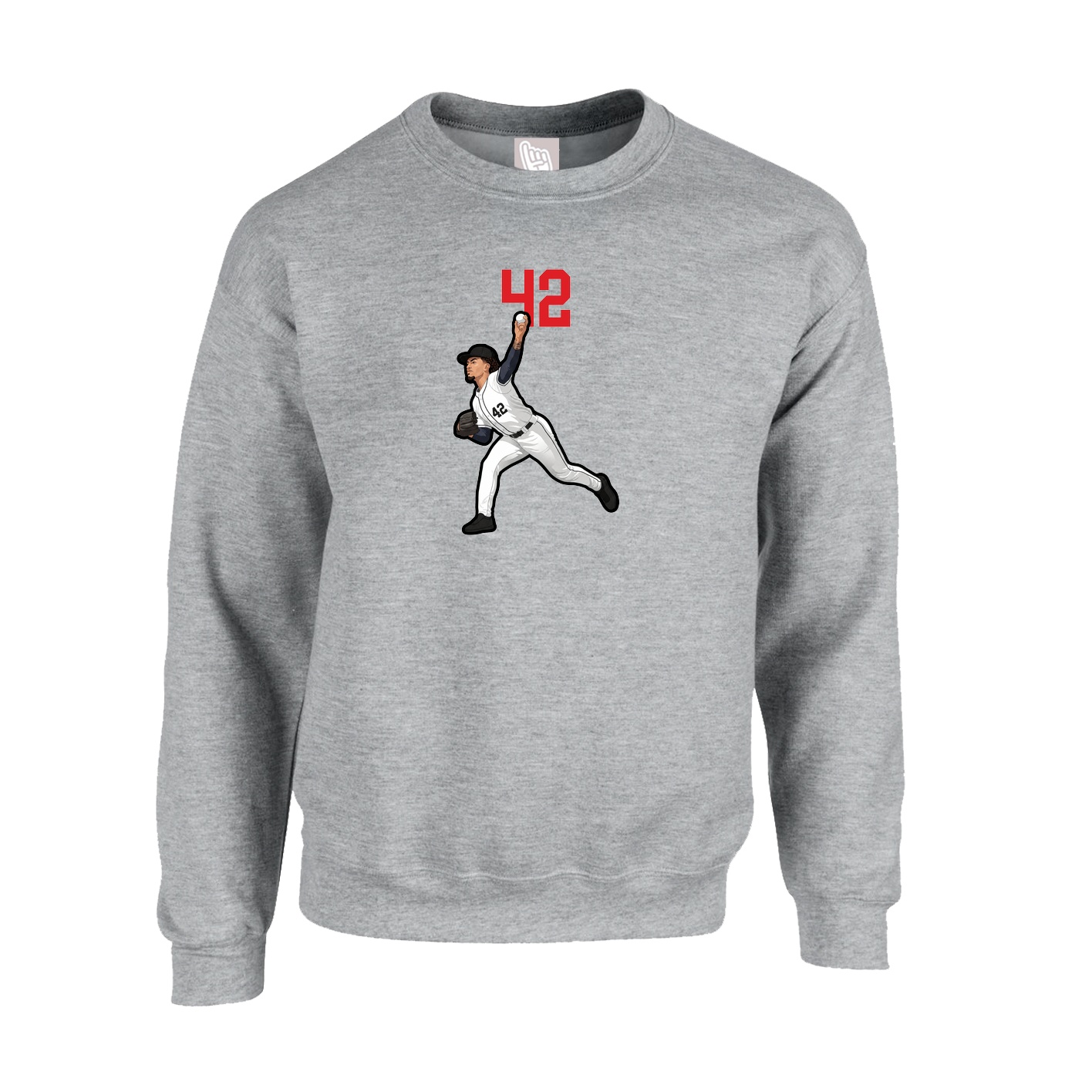 Fleece Crew — Number Top in Grey