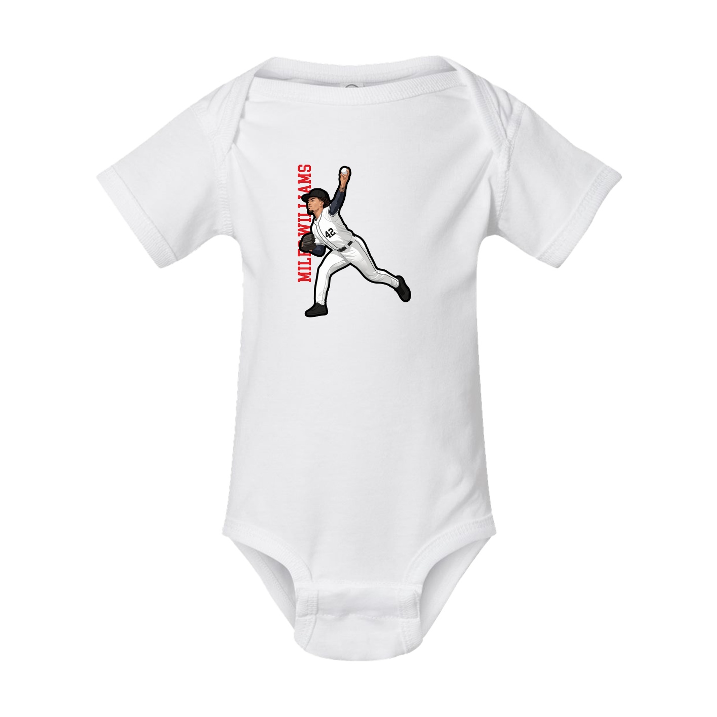 Baby Onesie — Name Vertical in White