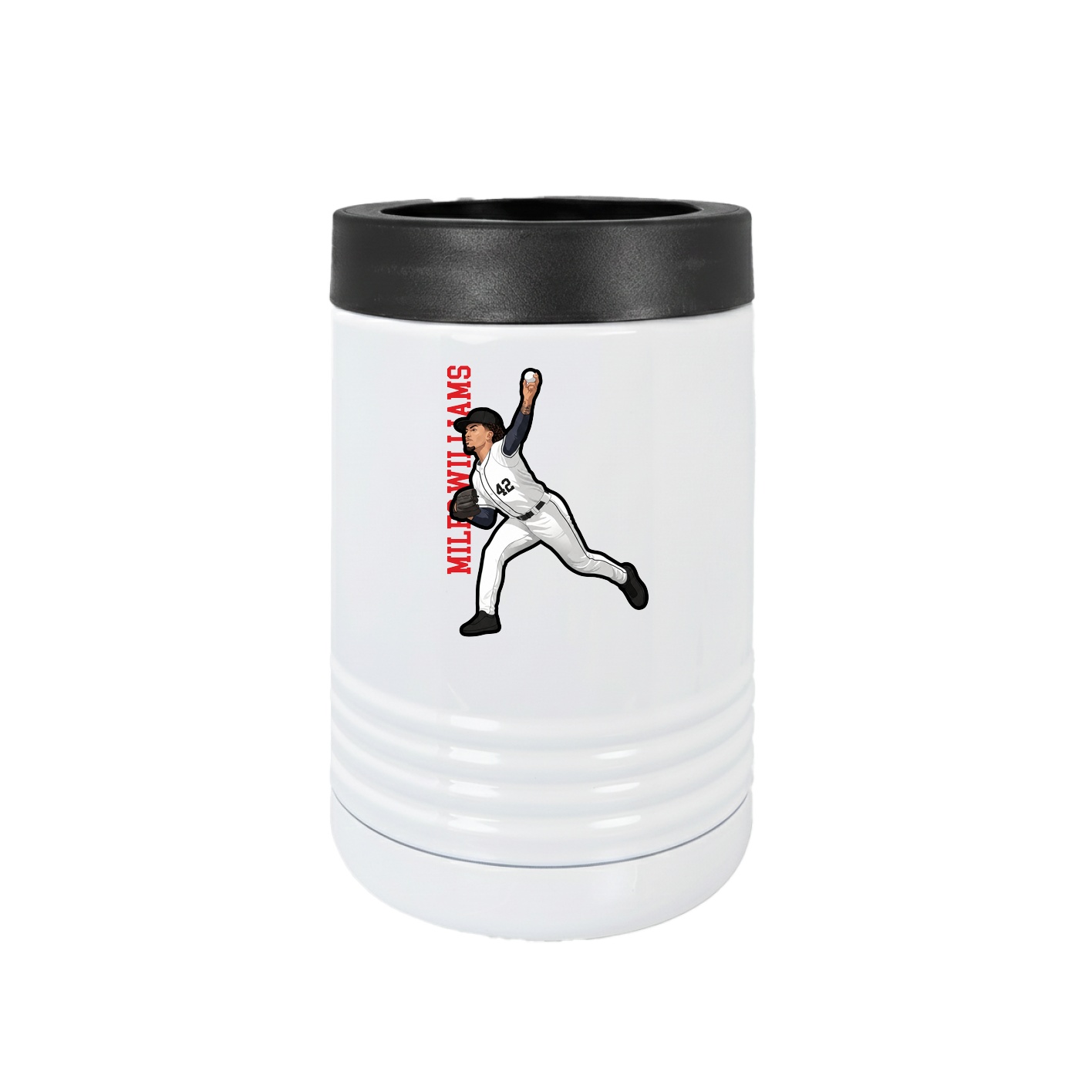 Beverage Holder — Name Vertical in White