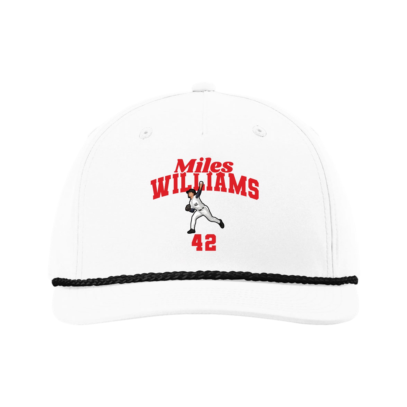 Five-Panel Classic Rope Cap — Signature Arch in White